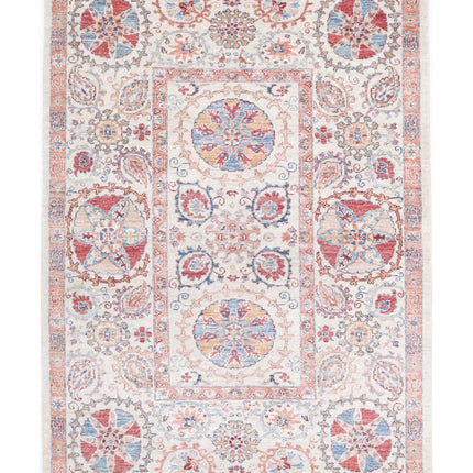 Suzani 4' 0" X 5' 8" Hand Knotted Wool Rug 4' 0" X 5' 8" (122 X 173) / Ivory / Wool