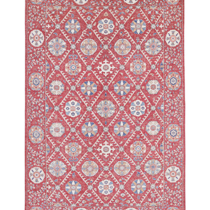 Suzani 6' 4" X 10' 2" Hand Knotted Wool Rug 6' 4" X 10' 2" (193 X 310) / Red / Wool