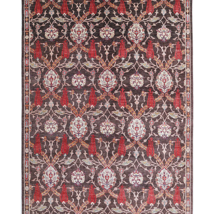 Suzani 6' 6" X 9' 9" Hand Knotted Wool Rug 6' 6" X 9' 9" (198 X 297) / Brown / Wool