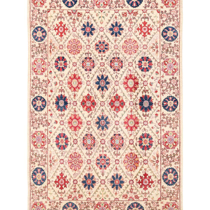 Suzani 5' 11" X 9' 2" Hand Knotted Wool Rug 5' 11" X 9' 2" (180 X 280) / Ivory / Wool