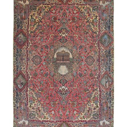 Tabriz 6' 8" X 10' 10" Hand Knotted Wool Rug 6' 8" X 10' 10" (203 X 330) / Pink / Wool