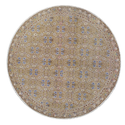 Tabriz 9' 2" X 9' 7" Hand Knotted Wool Rug 9' 2" X 9' 7" (280 X 292) / Green / Wool