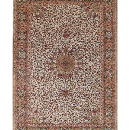 Tabriz 11' 1" X 16' 0" Hand Knotted Wool & Silk Rug 11' 1" X 16' 0" (338 X 488) / Ivory / Wool & Silk