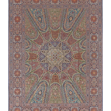 Tabriz 9' 8" X 13' 4" Hand Knotted Wool & Silk Rug 9' 8" X 13' 4" (295 X 406) / Blue / Wool & Silk