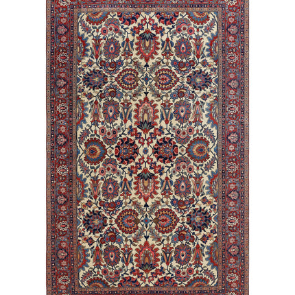 Tehran 6' 9" X 11' 0" Hand Knotted Wool & Silk Rug 6' 9" X 11' 0" (206 X 335) / Ivory / Wool & Silk