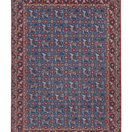 Varamin 6' 10" X 9' 5" Hand Knotted Wool Rug 6' 10" X 9' 5" (208 X 287) / Blue / Wool