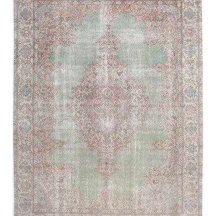 Vintage 9' 7" X 13' 1" Hand Knotted Wool Rug 9' 7" X 13' 1" (292 X 399) / Grey / Wool