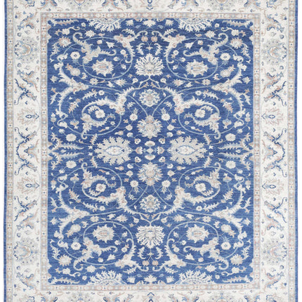 Ziegler 7' 10" X 9' 6" Hand Knotted Wool Rug 7' 10" X 9' 6" (239 X 290) / Blue / Wool