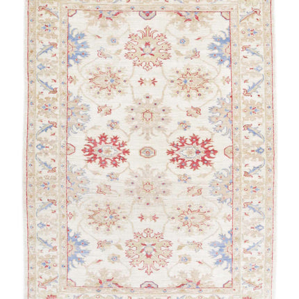 Ziegler 4' 2" X 5' 8" Hand Knotted Wool Rug 4' 2" X 5' 8" (127 X 173) / Ivory / Wool