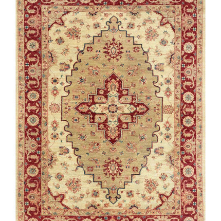 Ziegler 5' 8" X 7' 7" Hand Knotted Wool Rug 5' 8" X 7' 7" (173 X 231) / Ivory / Wool