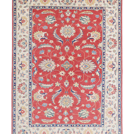 Ziegler 6' 4" X 9' 4" Hand Knotted Wool Rug 6' 4" X 9' 4" (193 X 284) / Red / Wool