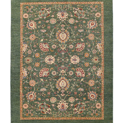 Ziegler 6' 8" X 9' 3" Hand Knotted Wool Rug 6' 8" X 9' 3" (203 X 282) / Green / Wool