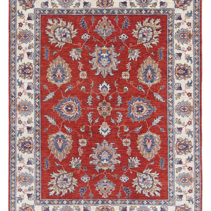 Ziegler 4' 10" X 6' 2" Hand Knotted Wool Rug 4' 10" X 6' 2" (147 X 188) / Red / Wool