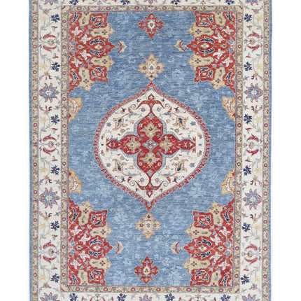Ziegler 6' 4" X 9' 9" Hand Knotted Wool Rug 6' 4" X 9' 9" (193 X 297) / Blue / Wool