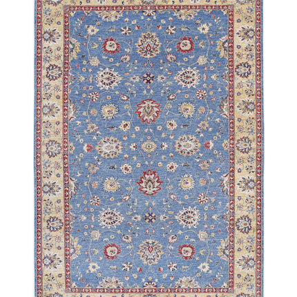 Ziegler 6' 7" X 10' 2" Hand Knotted Wool Rug 6' 7" X 10' 2" (201 X 310) / Blue / Wool