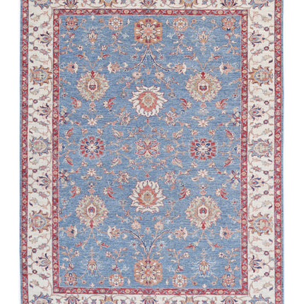 Ziegler 6' 0" X 8' 3" Hand Knotted Wool Rug 6' 0" X 8' 3" (183 X 251) / Blue / Wool