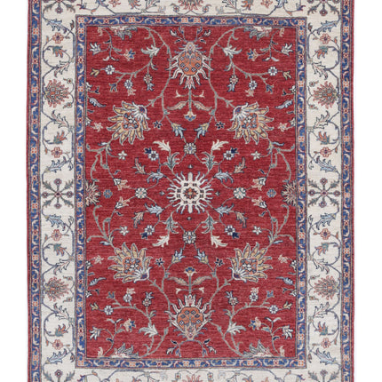 Ziegler 4' 10" X 6' 9" Hand Knotted Wool Rug 4' 10" X 6' 9" (147 X 206) / Red / Wool