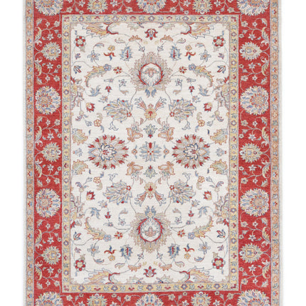 Ziegler 5' 6" X 7' 9" Hand Knotted Wool Rug 5' 6" X 7' 9" (168 X 236) / Ivory / Wool