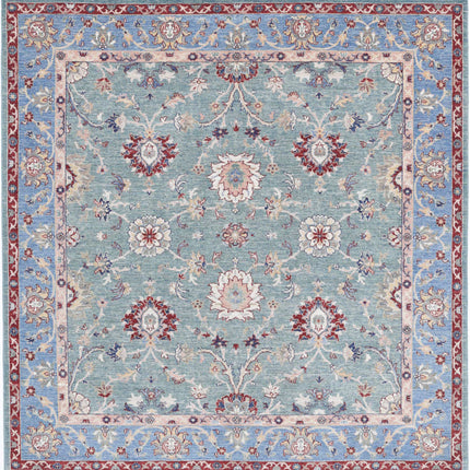 Ziegler 6' 4" X 6' 3" Hand Knotted Wool Rug 6' 4" X 6' 3" (193 X 191) / Green / Wool