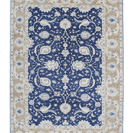 Ziegler 5' 6" X 7' 11" Hand Knotted Wool Rug 5' 6" X 7' 11" (168 X 241) / Blue / Wool