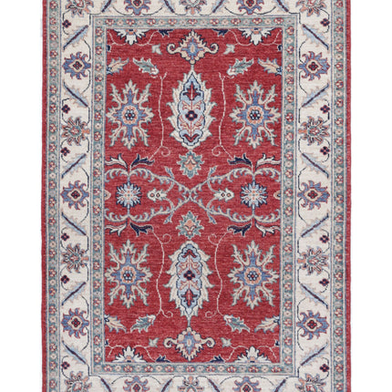 Ziegler 3' 0" X 4' 8" Hand Knotted Wool Rug 3' 0" X 4' 8" (91 X 142) / Red / Wool