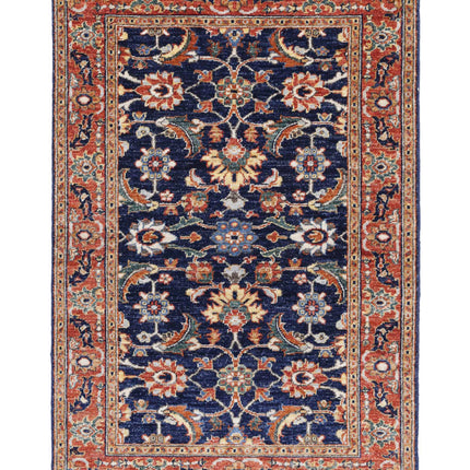 Ziegler 3' 0" X 4' 7" Hand Knotted Wool Rug 3' 0" X 4' 7" (91 X 140) / Blue / Wool