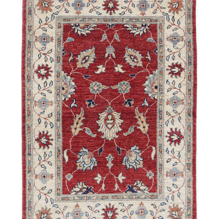 Ziegler 2' 10" X 4' 2" Hand Knotted Wool Rug 2' 10" X 4' 2" (86 X 127) / Red / Wool