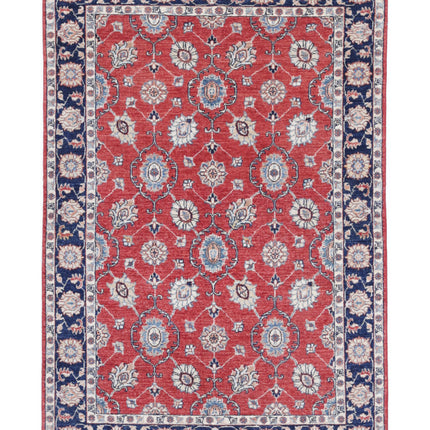Ziegler 4' 0" X 5' 9" Hand Knotted Wool Rug 4' 0" X 5' 9" (122 X 175) / Red / Wool