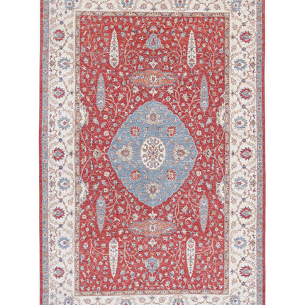 Ziegler 6' 7" X 10' 5" Hand Knotted Wool Rug 6' 7" X 10' 5" (201 X 318) / Red / Wool