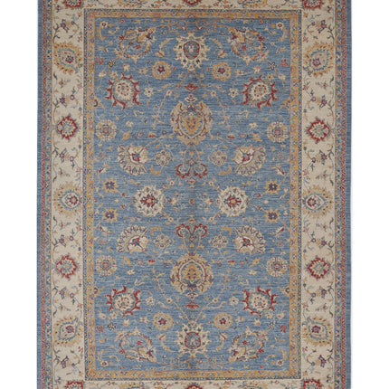Ziegler 6' 8" X 9' 8" Hand Knotted Wool Rug 6' 8" X 9' 8" (203 X 295) / Blue / Wool