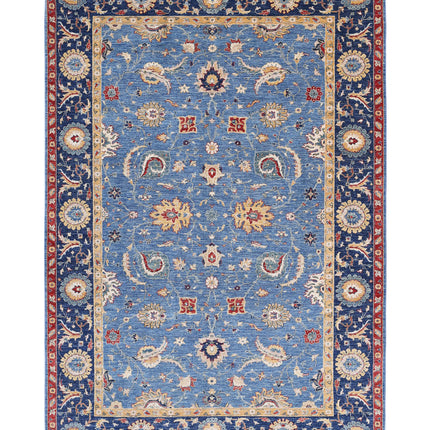 Ziegler 6' 6" X 9' 8" Hand Knotted Wool Rug 6' 6" X 9' 8" (198 X 295) / Blue / Wool