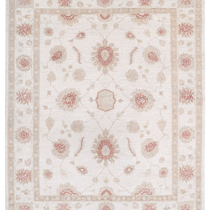 Ziegler 4' 11" X 6' 2" Hand Knotted Wool Rug 4' 11" X 6' 2" (150 X 188) / Ivory / Wool