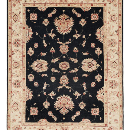 Ziegler 4' 11" X 6' 3" Hand Knotted Wool Rug 4' 11" X 6' 3" (150 X 191) / Black / Wool