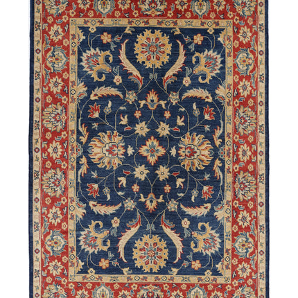 Ziegler 4' 9" X 7' 1" Hand Knotted Wool Rug 4' 9" X 7' 1" (145 X 216) / Blue / Wool