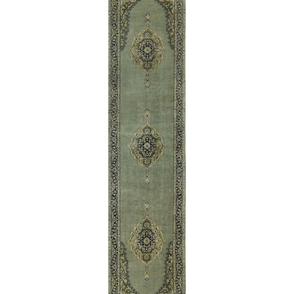 Ziegler 2' 7" X 11' 9" Hand Knotted Wool Rug 2' 7" X 11' 9" (79 X 358) / Green / Wool