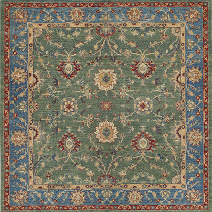 Ziegler 6' 5" X 6' 5" Hand Knotted Wool Rug 6' 5" X 6' 5" (196 X 196) / Green / Wool