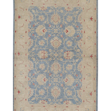 Ziegler 4' 1" X 6' 2" Hand Knotted Wool Rug 4' 1" X 6' 2" (124 X 188) / Blue / Wool
