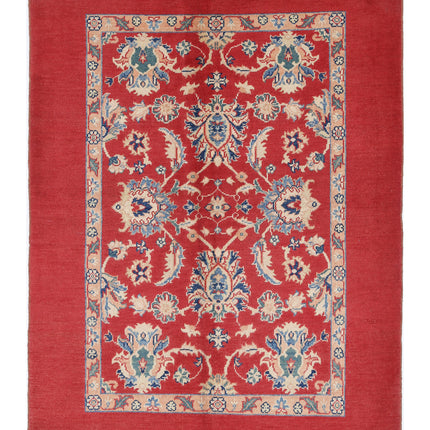 Ziegler 4' 10" X 6' 8" Hand Knotted Wool Rug 4' 10" X 6' 8" (147 X 203) / Red / Wool