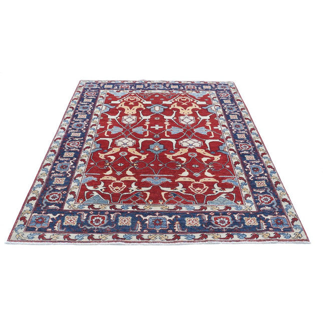 Ziegler 5' 2" X 6' 8" Wool Hand-Knotted Rug 5' 2" X 6' 8" (157 X 203) / Red / Blue