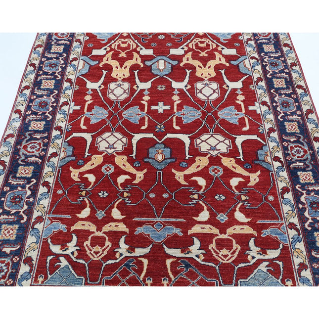 Ziegler 5' 2" X 6' 8" Wool Hand-Knotted Rug 5' 2" X 6' 8" (157 X 203) / Red / Blue