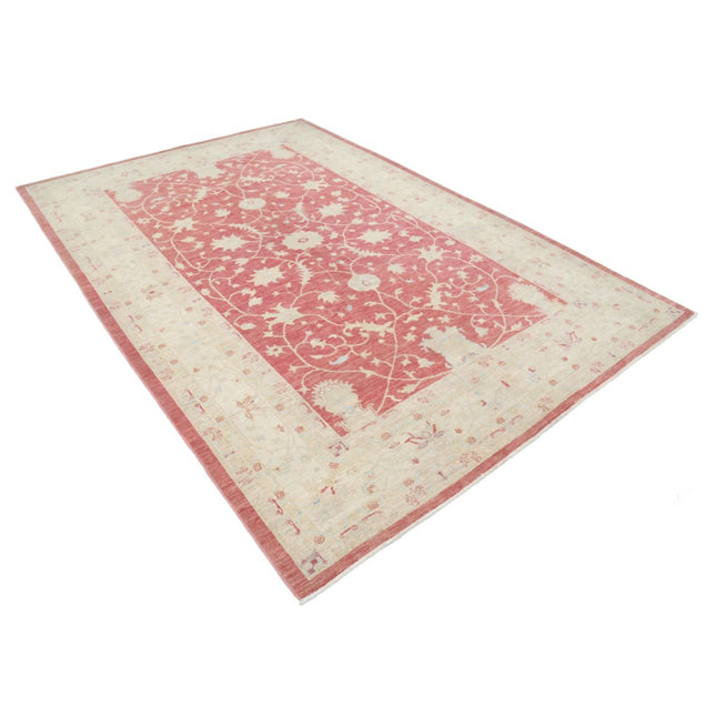 Serenity 6' 8" X 9' 10" Wool Hand-Knotted Rug 6' 8" X 9' 10" (203 X 300) / Red / Ivory