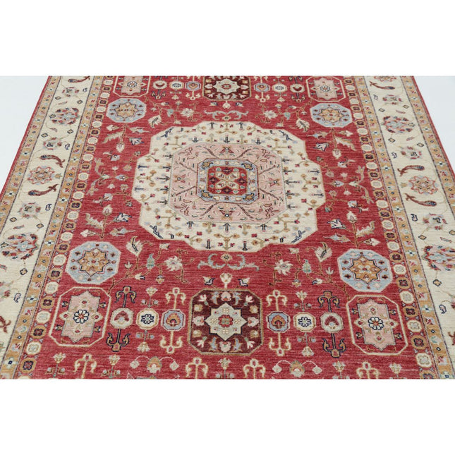 Ziegler 5' 6" X 7' 11" Wool Hand-Knotted Rug 5' 6" X 7' 11" (168 X 241) / Red / Ivory