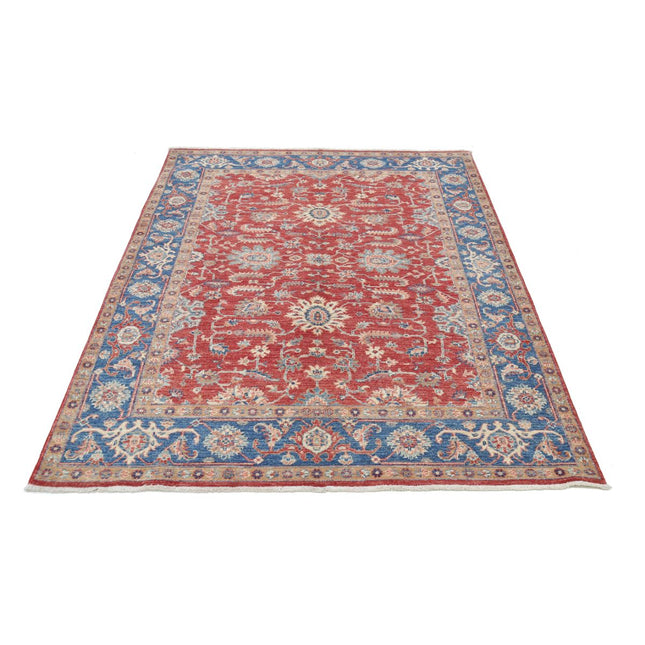 Ziegler 5' 2" X 6' 6" Wool Hand-Knotted Rug 5' 2" X 6' 6" (157 X 198) / Red / Blue
