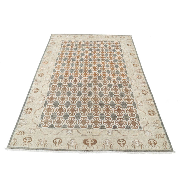 Ziegler 4' 9" X 7' 1" Wool Hand-Knotted Rug 4' 9" X 7' 1" (145 X 216) / Brown / Ivory