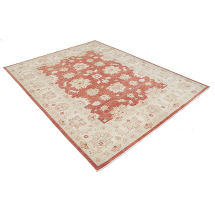 Ziegler 6' 6" X 8' 3" Wool Hand-Knotted Rug 6' 6" X 8' 3" (198 X 251) / Red / Ivory