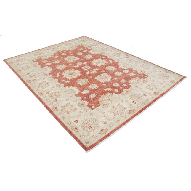Ziegler 6' 6" X 8' 3" Wool Hand-Knotted Rug 6' 6" X 8' 3" (198 X 251) / Red / Ivory