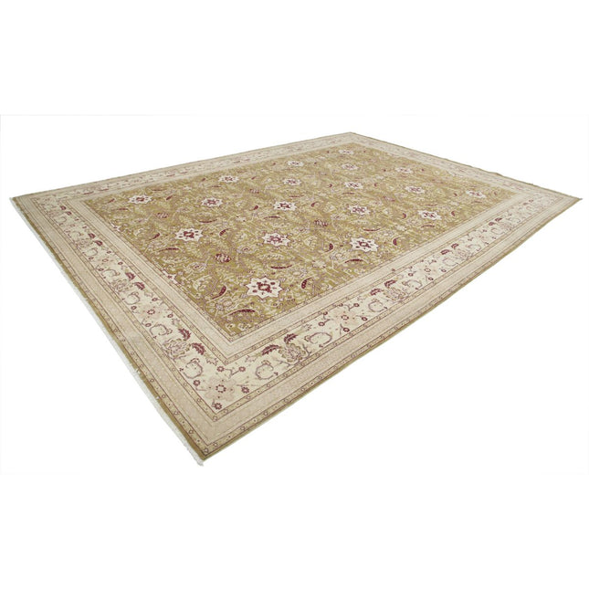 Ziegler 9' 11" X 14' 0" Wool Hand-Knotted Rug 9' 11" X 14' 0" (302 X 427) / Brown / Ivory