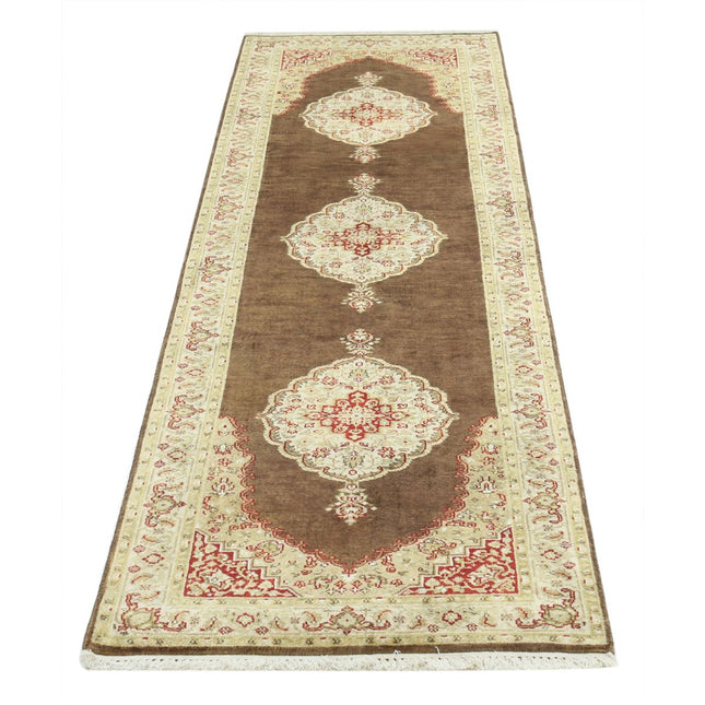 Ziegler 2' 6" X 9' 3" Wool Hand-Knotted Rug 2' 6" X 9' 3" (76 X 282) / Brown / Ivory