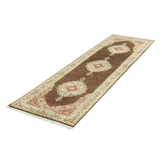 Ziegler 2' 6" X 9' 3" Wool Hand-Knotted Rug 2' 6" X 9' 3" (76 X 282) / Brown / Ivory