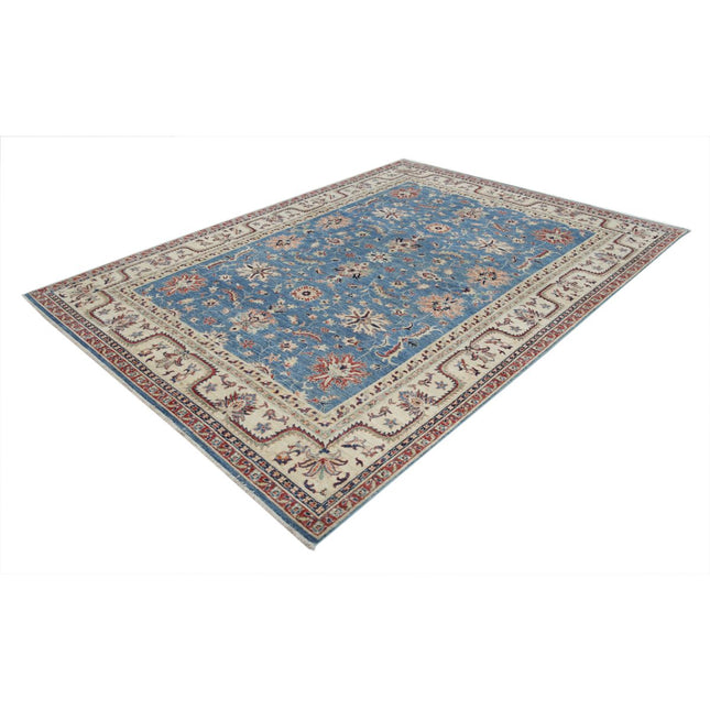 Ziegler 6' 9" X 9' 3" Wool Hand-Knotted Rug 6' 9" X 9' 3" (206 X 282) / Blue / Ivory